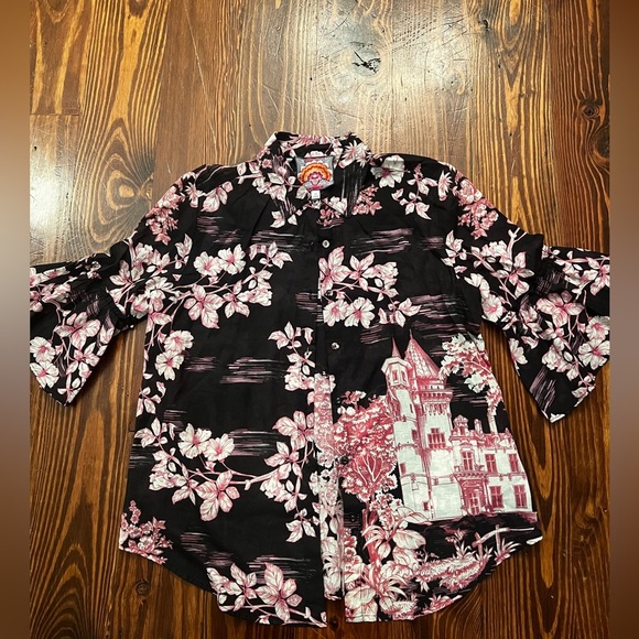 JOHNNY WAS House on The Hill Blouse Button Up Ruffle Sleeve 100% Cotton - Picture 2 of 6